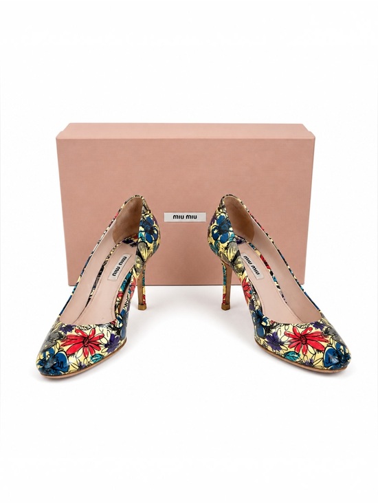 Miu Miu Shoes - Miu Miu Yellow Floral Pointed-Toe Stiletto Pumps